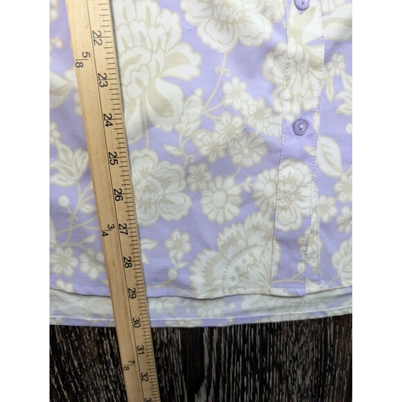 Denim & Company Floral Button Up Blouse Large - Picture 7 of 7